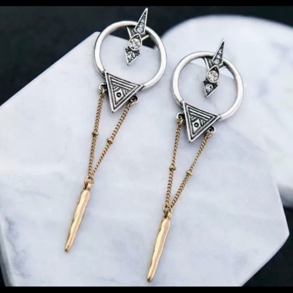 Betsey Johnson modern long post earrings